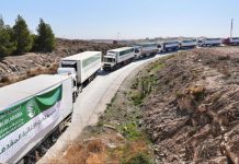 ریاض (ٹی این ایس) سعودی امدادی قافلہ اردن کے راستے شام میں داخل، بحران سے متاثرہ عوام کے لیے امداد فراہم