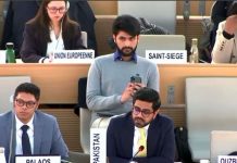 جینیوا (ٹی این ایس) جینیوا میں انسانی حقوق کونسل کے اجلاس میں پاکستان اور بھارت کے مندوبین میں جھڑپ ،پاکستانی مندوب کا منہ توڑ جواب