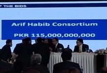 اسلام آباد (ٹی این ایس) پی آئی اے کی نیلامی حتمی مرحلے میں داخل، عارف حبیب کنسورشیم نے 115 ارب روپے کی سب سے بڑی بولی لگادی
