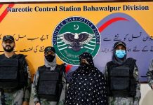بہاولپور (ٹی این ایس) نارکوٹکس کنٹرول اسٹیشن کی قائد اعظم کالونی میں کامیاب چھاپہ مار کارروائی۔