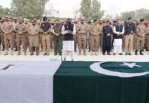 صوابی/اسلام آباد (ٹی این ایس) پاک فوج کے شہید ناصر خان کی نمازِ جنازہ آبائی علاقے میں ادا کی گئی