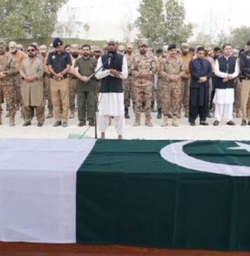صوابی/اسلام آباد (ٹی این ایس) پاک فوج کے شہید ناصر خان کی نمازِ جنازہ آبائی علاقے میں ادا کی گئی