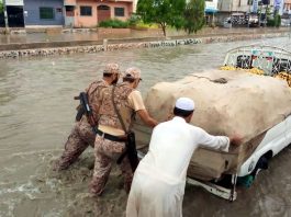 Sindh Rangers continuing relief, rescue operation in rain-affected areas