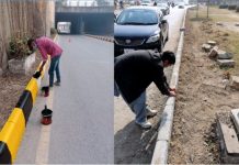 The work of Capital Development Authority (CDA) on lane marking, kerb stone, and repairing of all main roads is underway