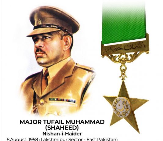ISPR Rawalpindi(TNS) : Armed Forces of Pakistan, CJCsSC & Services Chiefs pay glowing tribute to Major Tufail Muhammad Shaheed, Nishan-e-Haider, on his 65th Shahadat Anniversary