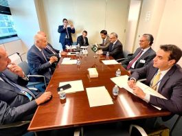 NewYork(TNS) : Foreign Minister Jalil Abbas Jilani meets Secretary General Arab League Ahmed Aboul Gheit, on the sidelines of the 78th Session of UNGA in New York.