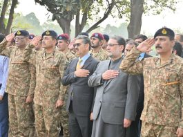 ISPR Rawalpindi (TNS): Namaz-e-Janaza of Lieutenant Colonel Muhammad Hassan Haider (age 42 years, resident of DHA-2, Islamabad) who embraced shahadat in general area of Tirah Valley, Khyber District was offered today at Chaklala Garrison, Rawalpindi.