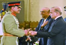 ISLAMABAD (TNS) National leadership recognizes General Asim Munir’s performance, awards Baton of Field Marshal