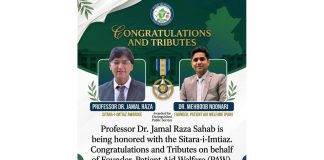 Karachi (TNS) Heartfelt Congratulations to Professor Jamal Raza on Receiving Sitara-e-Imtiaz.