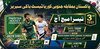 ISLAMABAD (TNS) Pakistan and South Korea to Contest Third Match in Test Hockey Series Today