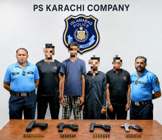 Islamabad (TNS) Police Continues Crackdown under “No to Weapon” Campaign; Five Arrested for Aerial Firing