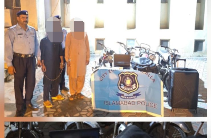 Islamabad (TNS) Two wanted members of theft gang arrested; four stolen motorcycles recovered