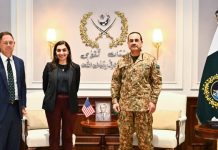 Rawalpindi (TNS) A delegation of the U.S. Afghanistan War Commission, led by its Co-Chairs Ms. Shamila N. Chaudhary and Dr. Colin F. Jackson, called on Field Marshal Syed Asim Munir, NI (M), HJ, Chief of Army Staff and Chief of Defence Forces (COAS & CDF), at General Headquarters (GHQ), Rawalpindi.