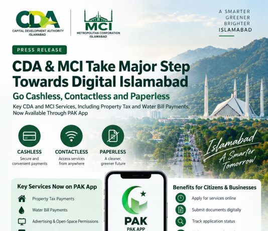 ISLAMABAD (TNS) CDA & MCI Take Major Step Towards Digital Islamabad