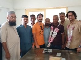 KARACHI (TNS) Ceremony Held in Honour of Newly Elected General Secretary Javed Iqbal of Manghopir Town Peoples Labour Union; Thanks Extended to Aslam Samoon