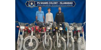 Islamabad (TNS) Two Members of “Sheru Gang” Involved in Motorcycle Theft Arrested; Six Stolen Motorcycles Recovered