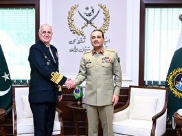 Rawalpindi (TNS) A high-level delegation from the Federative Republic of Brazil, led by Admiral Renato Rodrigues De Aguiar Freire, Chief of the Joint Chiefs of Staff of the Armed Forces of Brazil, called on Field Marshal Syed Asim Munir, NI (M), HJ, Chief of Army Staff & Chief of Defence Forces (COAS & CDF), at General Headquarters (GHQ), Rawalpindi.